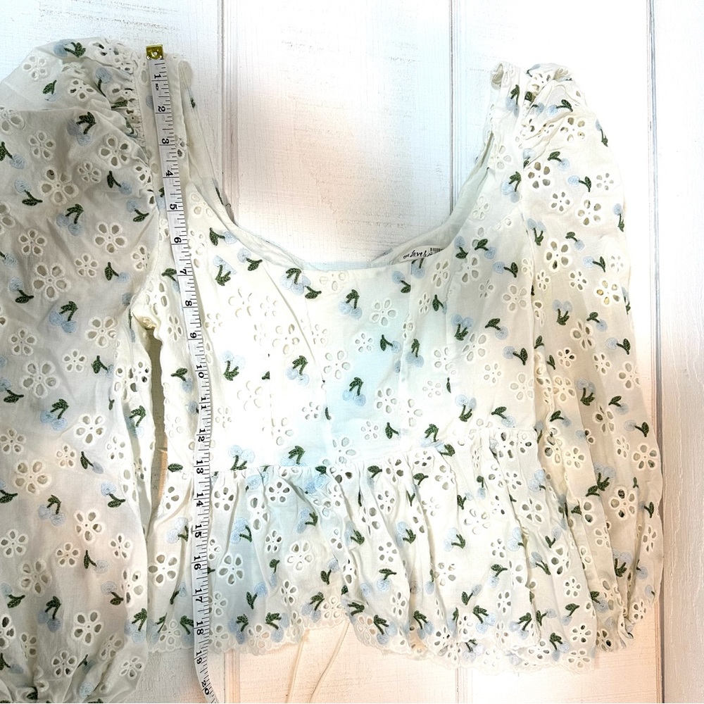 Wild Cherry Cotton For Love & Lemons Gardengirl Small Bow Asymmetrical Eyelet - Picture 8 of 12